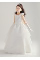 White Rose Satin Organza Flower Girl Dress