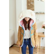 Smiling Faces Bear Fashion Brown Hoodie
