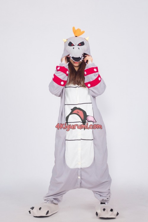 Gray King Koopa Bowser Kigurumi Costume