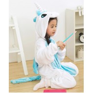 Flannel Blue Unicorn Kigurumi Kids Onesies