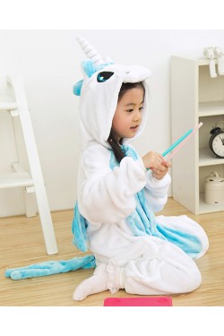 Flannel Blue Unicorn Kigurumi Kids Onesies