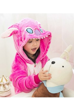 Flannel Angel Stitch Kigurumi Kids Onesies