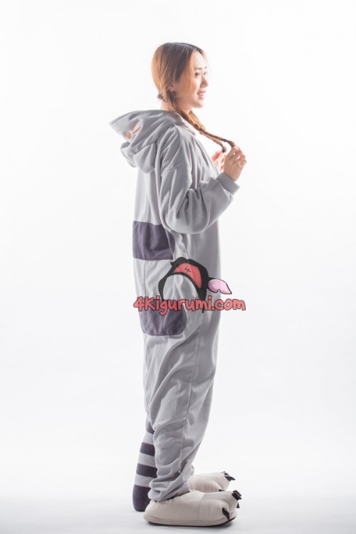 Pu Grey Cat Kigurumi Sheen Onesies