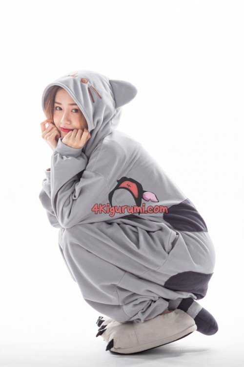 Pu Grey Cat Kigurumi Sheen Onesies