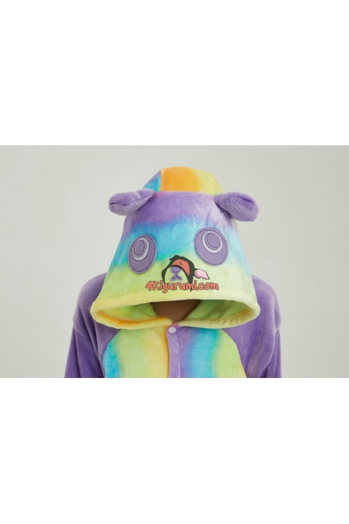 Flannel Panda Rainbow Kigurumi Onesie