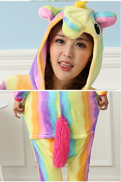 Flannel Rainbow Unicorn Kigurumi Pajamas