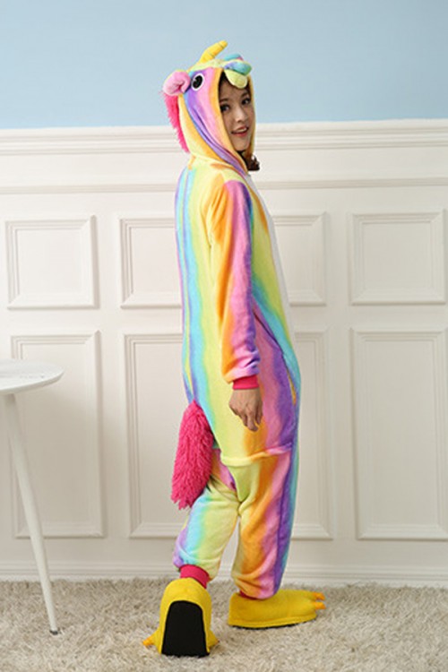 Flannel Rainbow Unicorn Kigurumi Pajamas