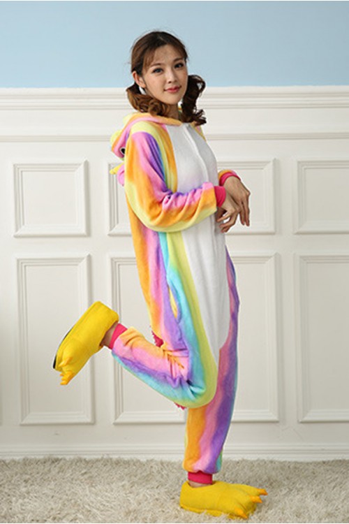 Flannel Rainbow Unicorn Kigurumi Pajamas