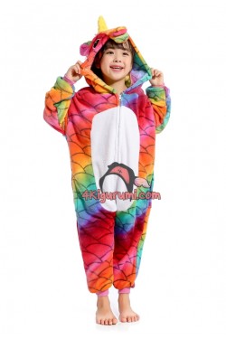 Flannel Unicorn Red Scale Kids Onesies