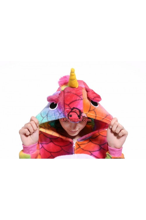 Flannel Unicorn Red Scale Kigurumi Onesies