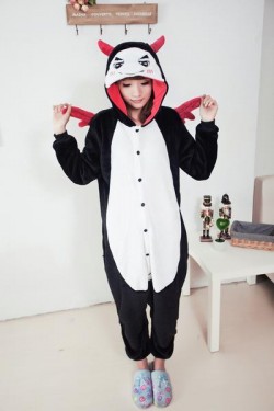 Flannel Devil Kigurumi Lovers Style Pajamas