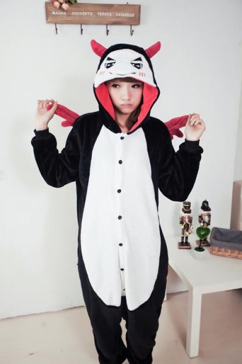 Flannel Devil Kigurumi Lovers Style Pajamas