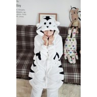 Flannel White Tiger Kigurumi Lovers Style Pajamas