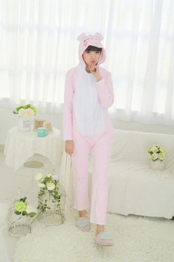 Pink Pig Kigurumi Cotton Animal Onesies