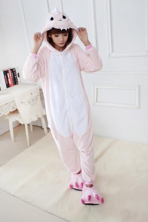 Flannel Pink Dinosaur Kigurumi Lovers Cartoon Onesies