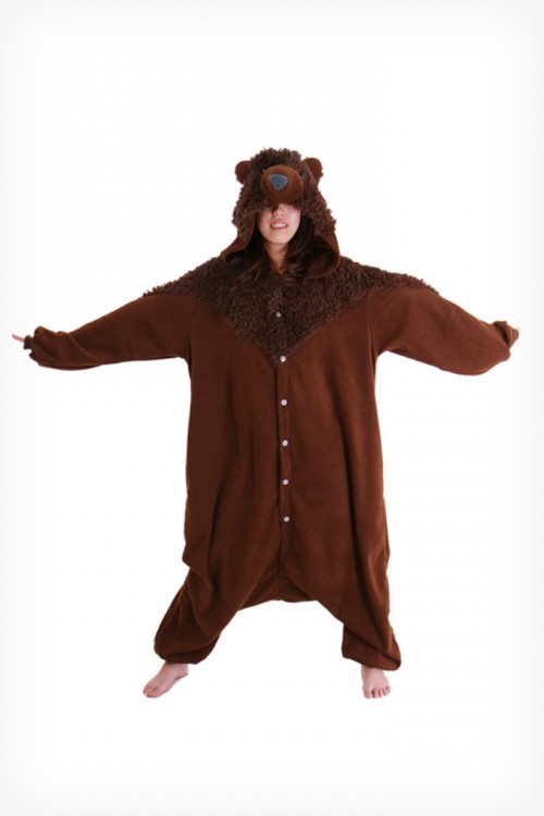 Brown Teddy Bear Onesie Kigurumi Pajamas