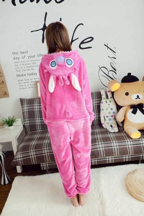 Flannel Pink Stitch Kigurumi Lovers Cartoon Onesies