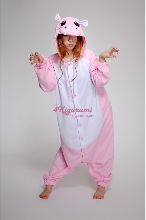 Pink Hippo Onesie Animal Costumes Kigurumi Pajamas