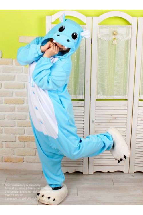 Blue Hippo Onesie Animal Costumes Kigurumi Pajamas