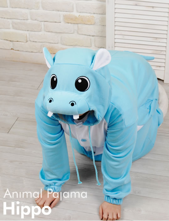 Verschillende goederen Mier afbreken Blue Hippo Onesie Animal Costumes Kigurumi Pajamas - 4kigurumi.com
