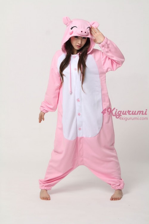 Fleece Pink Pig Kigurumi Animal Onesie - 4kigurumi.com