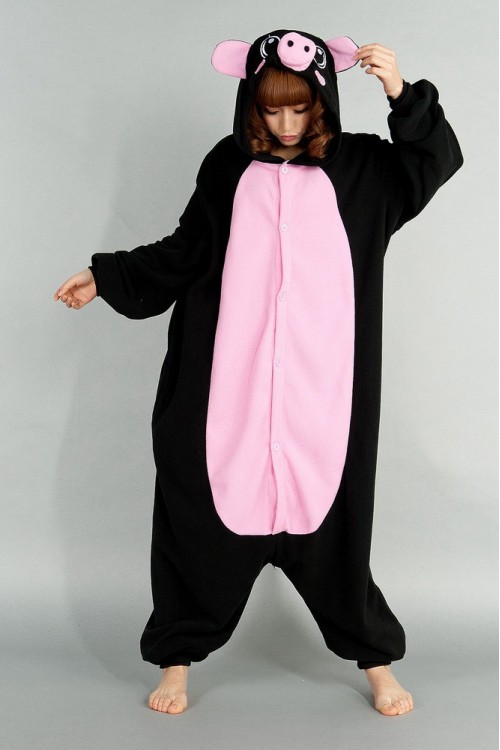 Fleece Black Pig Kigurumi Animal Onesie