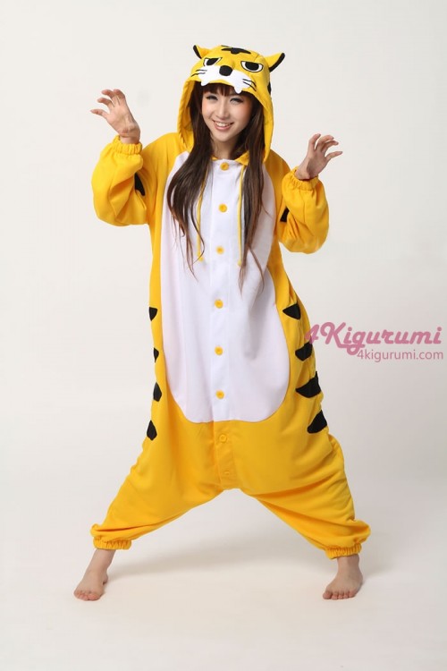 Yellow Tiger Onesie Animal Costumes Kigurumi Pajamas