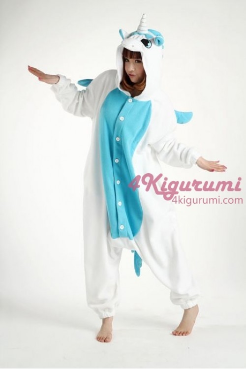 Fleece Blue Unicorn Kigurumi Onesie