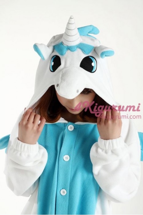 Fleece Blue Unicorn Kigurumi Onesie