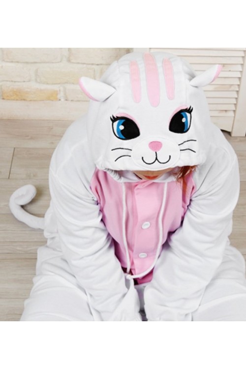 White Cat Onesie Animal Costumes Kigurumi Pajamas