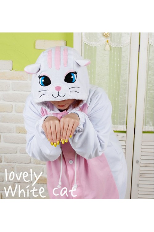 White Cat Onesie Animal Costumes Kigurumi Pajamas