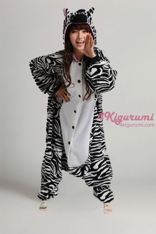 Fleece Zebra Onesie Kigurumi Pajamas