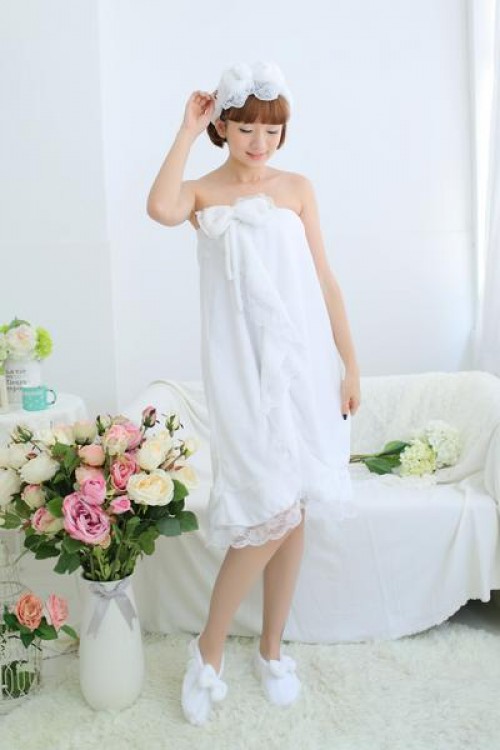 Noble White Bathrobe Women Robes